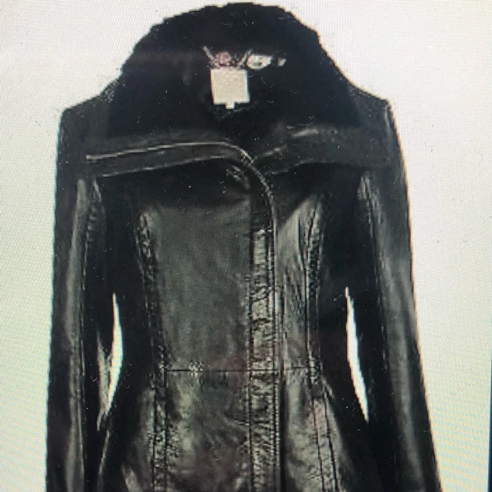 Ted Baker Womens Amilia Shearling Collar Leather Jacket Size 1 US XS - Picture 2 of 7